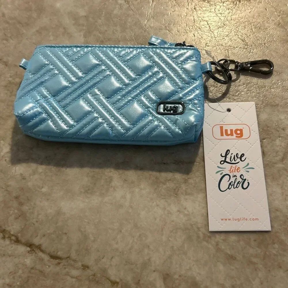 Lug Metro XL Bubble Blue Metallic Wristlet NWT